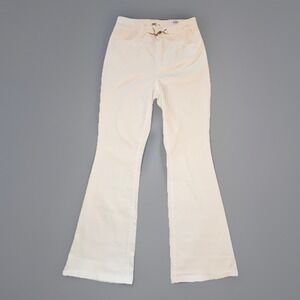 INC. White Flare Denim Jeans Women's Size 8 29x32 Gold Waist Clasp NWT